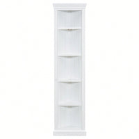 Tall 5 Tier Modern Corner Shelf Unit For Small Spaces Open Bookcase And Plant Display Stand In White For Living Room And Home Office