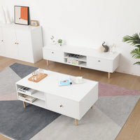 Stylish Two Drawer Coffee Table For Living Room Storage And Decor