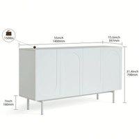 Modern Cream White 4 Door Accent Cabinet Stylish Sideboard Buffet For Living Room And Dining Room Storage