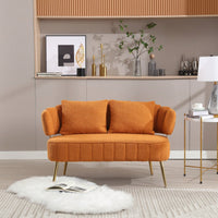 Modern Tufted Polyester Accent Sofa With Metal Frame For Living Room Bedroom Office Balcony