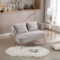 Modern Tufted Polyester Accent Sofa With Metal Frame For Living Room Bedroom Office Balcony