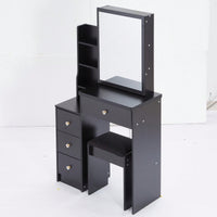 Compact Vanity Table With Cushioned Stool And Extra Large Sliding Mirror For Small Spaces High Capacity Storage Fashionable Dresser