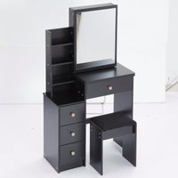 Compact Vanity Table With Cushioned Stool And Extra Large Sliding Mirror For Small Spaces High Capacity Storage Fashionable Dresser