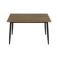 Stylish Modern Minimalist Wood Grain Dining Table With Black Metal Legs For 4-6 People Easy Assembly