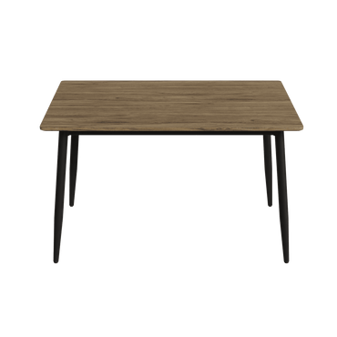 Stylish Modern Minimalist Wood Grain Dining Table With Black Metal Legs For 4-6 People Easy Assembly