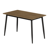 Stylish Modern Minimalist Wood Grain Dining Table With Black Metal Legs For 4-6 People Easy Assembly