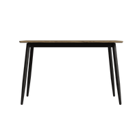 Stylish Modern Minimalist Wood Grain Dining Table With Black Metal Legs For 4-6 People Easy Assembly