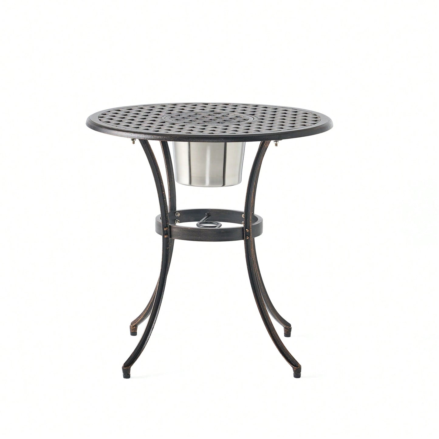 3-Piece Cast Bistro Set With Ice Bucket For Outdoor Dining And Entertaining