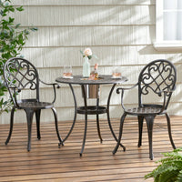 3-Piece Cast Bistro Set With Ice Bucket For Outdoor Dining And Entertaining