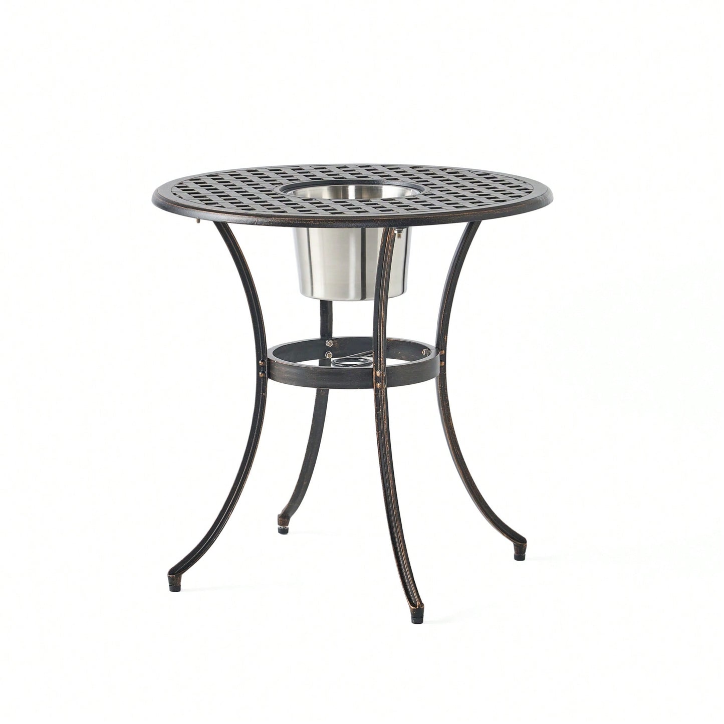 3-Piece Cast Bistro Set With Ice Bucket For Outdoor Dining And Entertaining