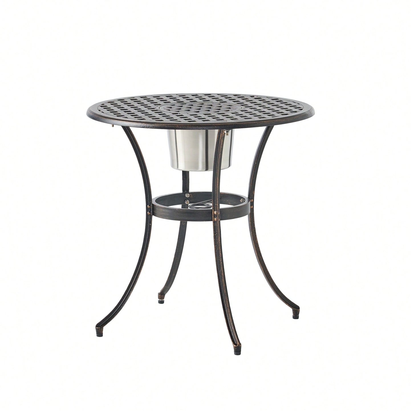 3-Piece Cast Bistro Set With Ice Bucket For Outdoor Dining And Entertaining