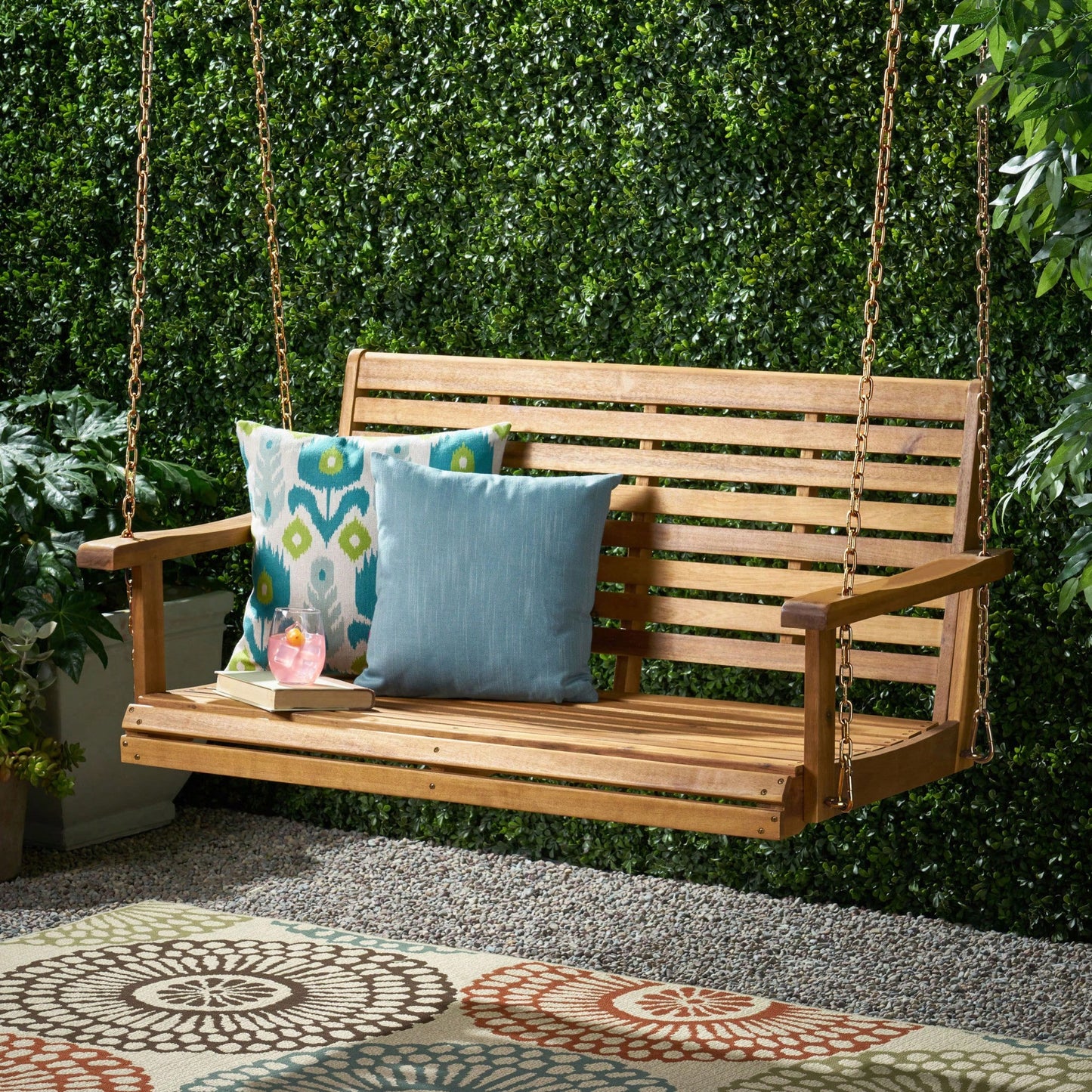 Elegant Outdoor Porch Swing With Comfortable Cushions And Durable Frame