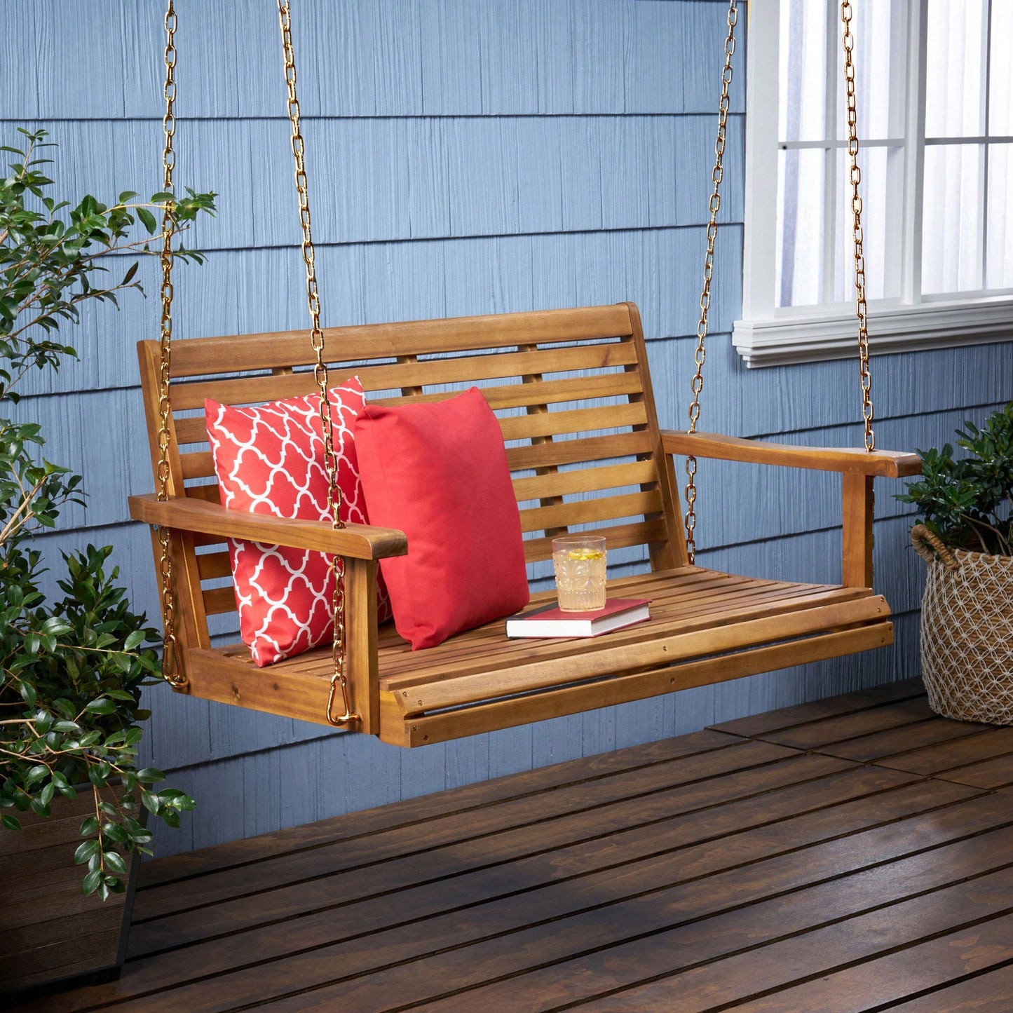 Elegant Outdoor Porch Swing With Comfortable Cushions And Durable Frame