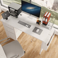 47 Inch Office Desk With Power Outlet And 3 Drawers Reversible Design For Home Office Gaming Or Vanity Use White