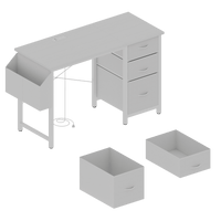 47 Inch Office Desk With Power Outlet And 3 Drawers Reversible Design For Home Office Gaming Or Vanity Use White