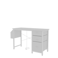 47 Inch Office Desk With Power Outlet And 3 Drawers Reversible Design For Home Office Gaming Or Vanity Use White
