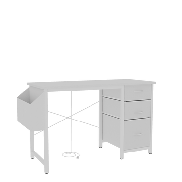 47 Inch Office Desk With Power Outlet And 3 Drawers Reversible Design For Home Office Gaming Or Vanity Use White