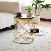 Elegant Golden Side Table With MDF Top And Sturdy Metal Frame For Modern Decor