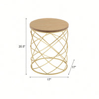 Elegant Golden Side Table With MDF Top And Sturdy Metal Frame For Modern Decor