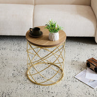 Elegant Golden Side Table With MDF Top And Sturdy Metal Frame For Modern Decor