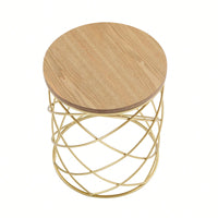 Elegant Golden Side Table With MDF Top And Sturdy Metal Frame For Modern Decor