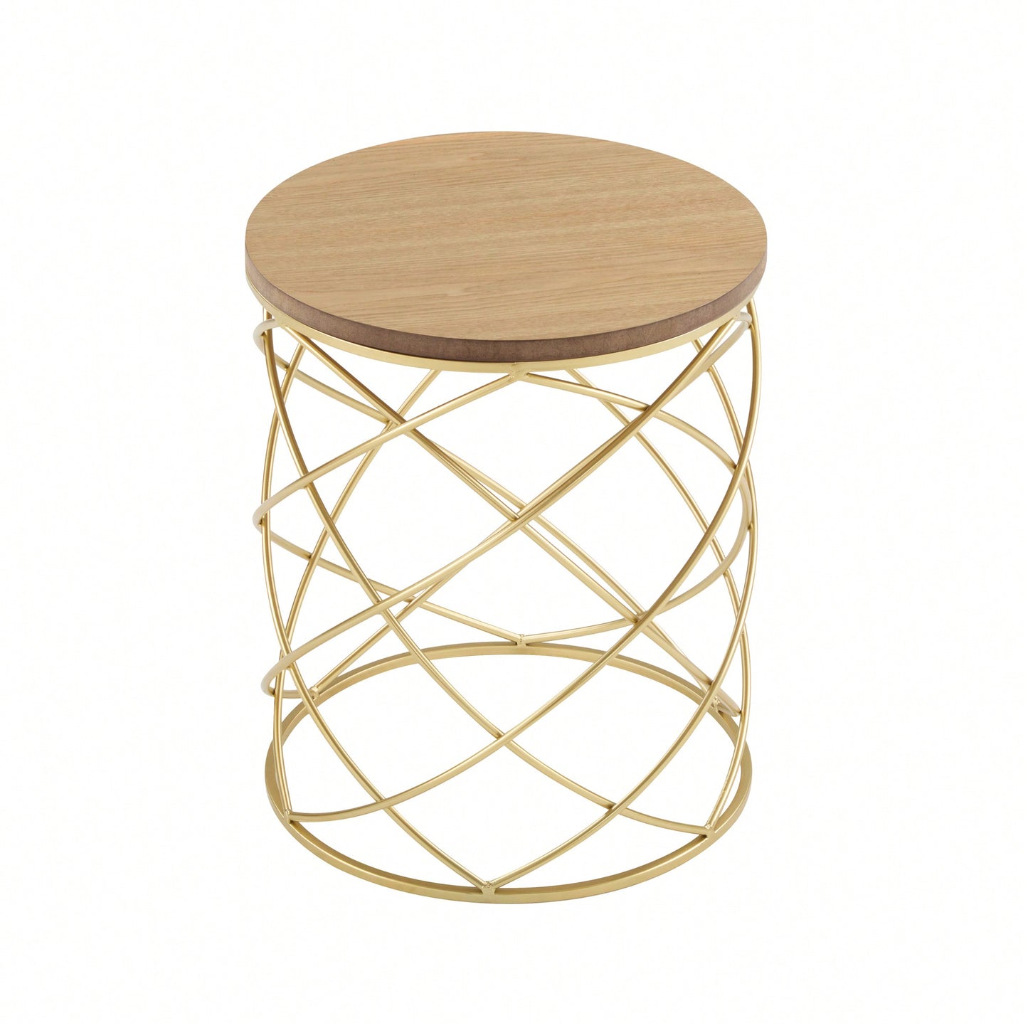 Elegant Golden Side Table With MDF Top And Sturdy Metal Frame For Modern Decor