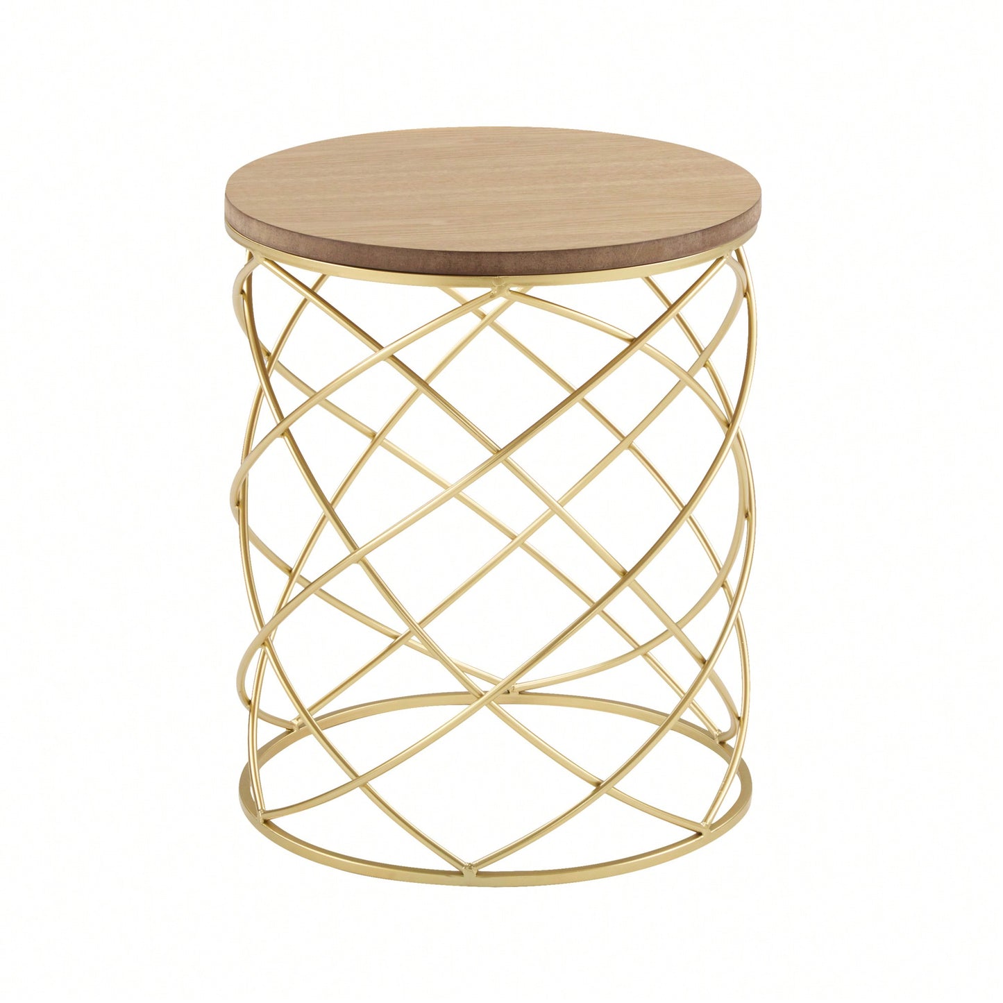 Elegant Golden Side Table With MDF Top And Sturdy Metal Frame For Modern Decor