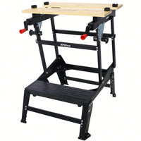 Heavy-Duty Portable Foldable Workbench With Adjustable Jaws And Vertical Clamping For DIY And Woodworking Projects, Supports 550 Pounds