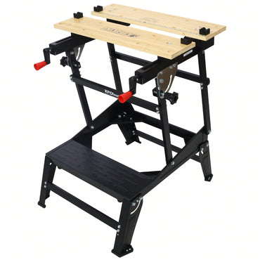 Heavy-Duty Portable Foldable Workbench With Adjustable Jaws And Vertical Clamping For DIY And Woodworking Projects, Supports 550 Pounds