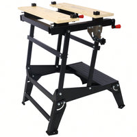 Heavy-Duty Portable Foldable Workbench With Adjustable Jaws And Vertical Clamping For DIY And Woodworking Projects, Supports 550 Pounds