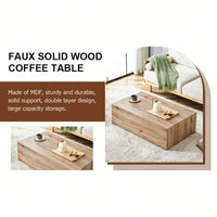 Light Wood Finish Modern MDF Coffee Table Stylish Durable Design 39.3x23.6x11.8 Inches