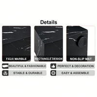 Luxurious Black Marble Texture Coffee Table 39.3x23.6x11.8 Inch Stylish Living Room Accent Modern Design