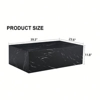 Luxurious Black Marble Texture Coffee Table 39.3x23.6x11.8 Inch Stylish Living Room Accent Modern Design