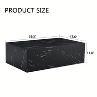 Luxurious Black Marble Texture Coffee Table 39.3x23.6x11.8 Inch Stylish Living Room Accent Modern Design