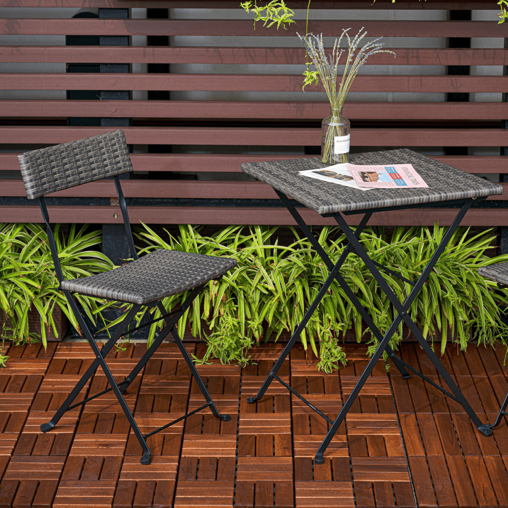 Acacia Wood Interlocking Deck Tiles 30 PCS 12x12 Square Outdoor Flooring For Patio Balcony Poolside