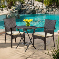 Outdoor Patio Bistro Set With Cushioned Chairs And Round Table For Garden Or Balcony