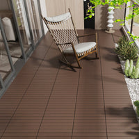 Interlocking Patio Deck Tiles For Easy DIY Installation - 24pcs Red Brown Outdoor Flooring For Porch Poolside Balcony Backyard