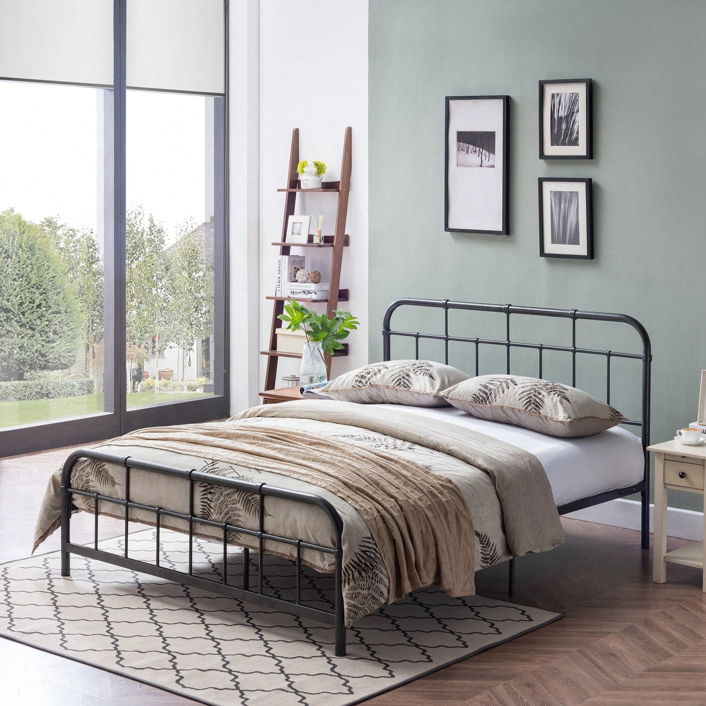 Stylish Queen Size Metal Bed Frame With Modern Design And Sturdy Support