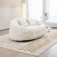 Durable High Back Bean Bag Sofa For Adults And Kids Comfortable Lounger Indoor Outdoor Accent Floor Chair Beige Chenille