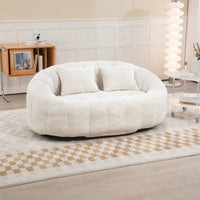 Durable High Back Bean Bag Sofa For Adults And Kids Comfortable Lounger Indoor Outdoor Accent Floor Chair Beige Chenille