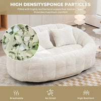 Durable High Back Bean Bag Sofa For Adults And Kids Comfortable Lounger Indoor Outdoor Accent Floor Chair Beige Chenille