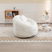 Durable High Back Bean Bag Sofa For Adults And Kids Comfortable Lounger Indoor Outdoor Accent Floor Chair Beige Chenille