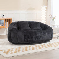 Durable High Back Bean Bag Sofa For Adults And Kids Comfortable Lounger Indoor Outdoor Accent Floor Chair Beige Chenille