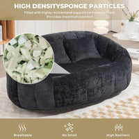 Durable High Back Bean Bag Sofa For Adults And Kids Comfortable Lounger Indoor Outdoor Accent Floor Chair Beige Chenille