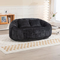 Durable High Back Bean Bag Sofa For Adults And Kids Comfortable Lounger Indoor Outdoor Accent Floor Chair Beige Chenille