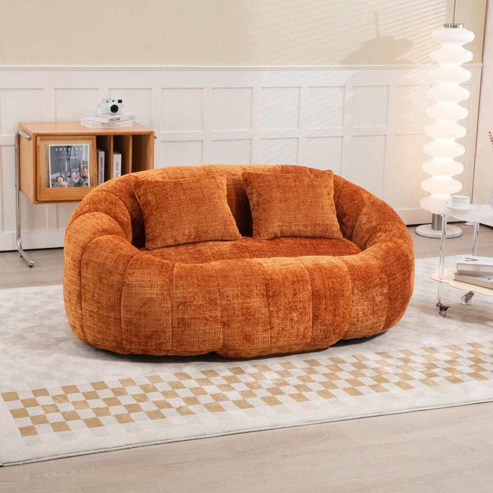 Durable High Back Bean Bag Sofa For Adults And Kids Comfortable Lounger Indoor Outdoor Accent Floor Chair Beige Chenille