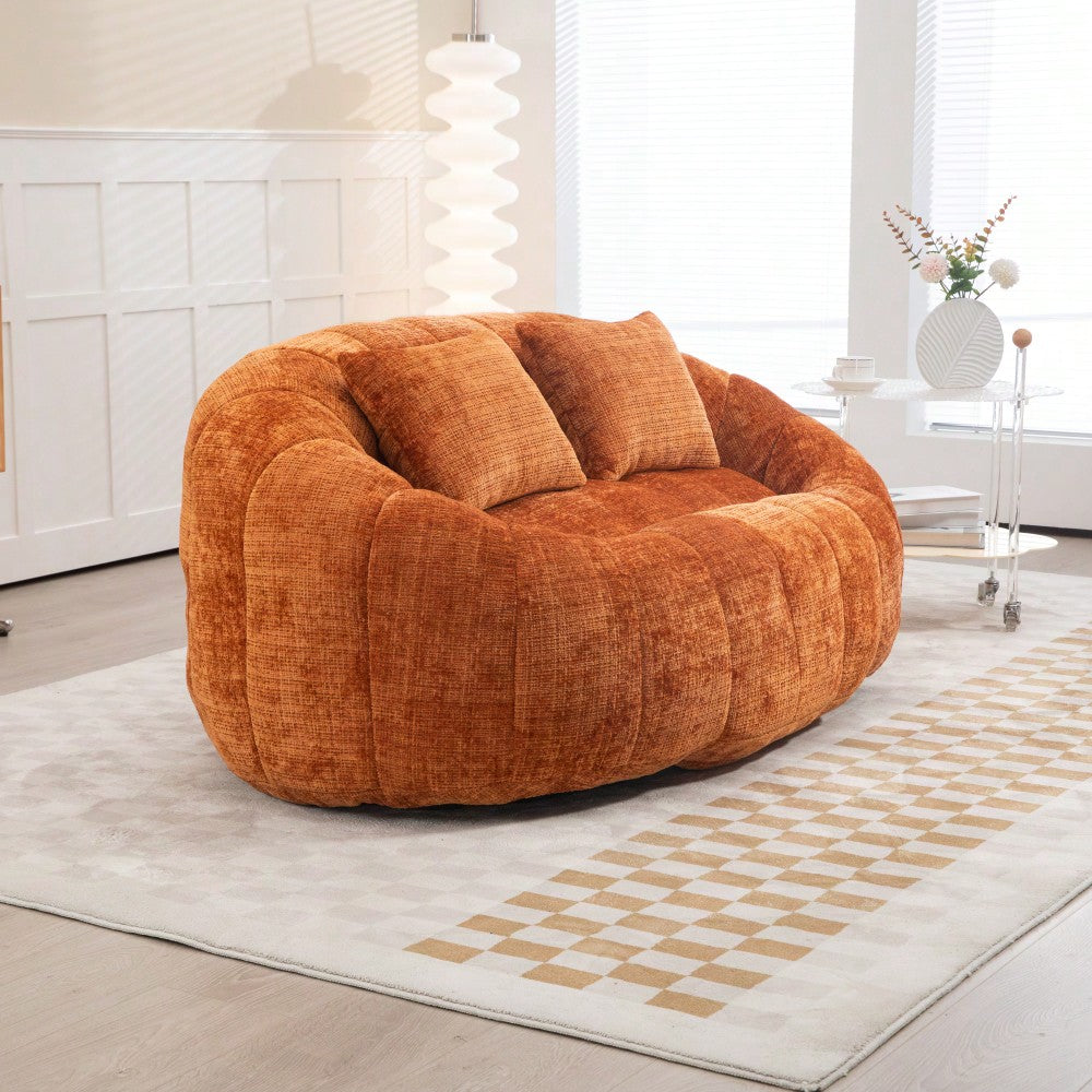 Durable High Back Bean Bag Sofa For Adults And Kids Comfortable Lounger Indoor Outdoor Accent Floor Chair Beige Chenille