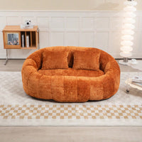 Durable High Back Bean Bag Sofa For Adults And Kids Comfortable Lounger Indoor Outdoor Accent Floor Chair Beige Chenille