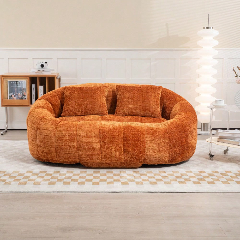 Durable High Back Bean Bag Sofa For Adults And Kids Comfortable Lounger Indoor Outdoor Accent Floor Chair Beige Chenille