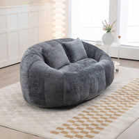 Durable High Back Bean Bag Sofa For Adults And Kids Comfortable Lounger Indoor Outdoor Accent Floor Chair Beige Chenille